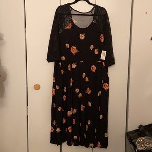 Black floral midi dress